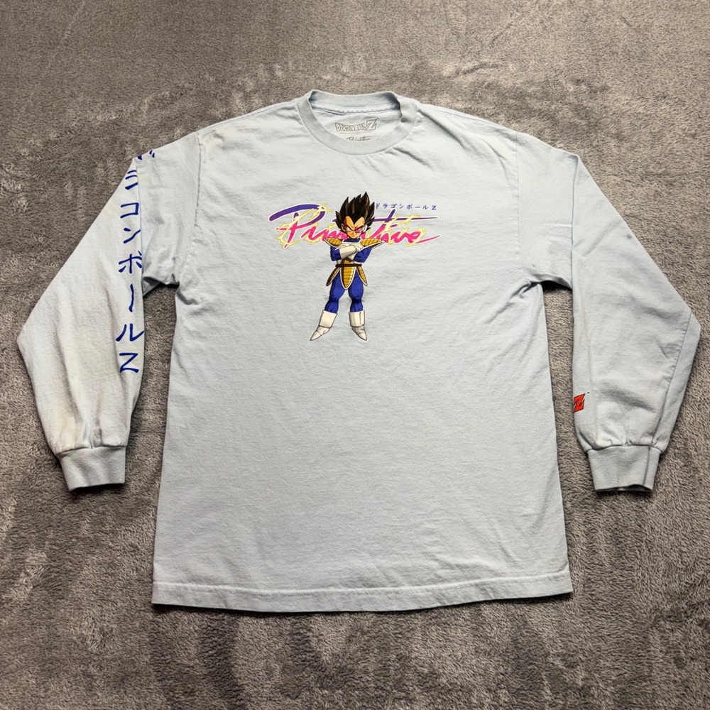 Primitive Dragon Ball Z Shirt Mens Medium Blue Good Vegeta Long Sleeve‎ Tee